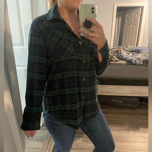 Pink Lily green flannel